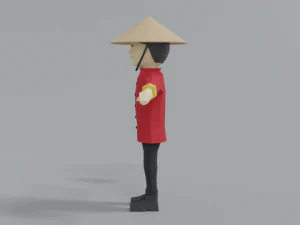 low poly cartoon chinese man 3D Model