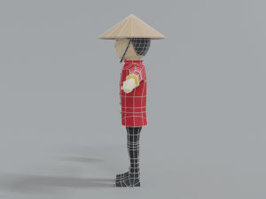 low poly cartoon chinese man Model 3D