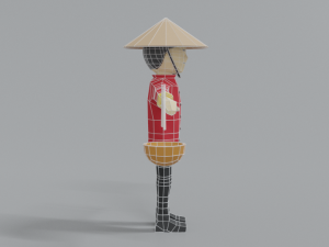 low poly cartoon chinese man Model 3D