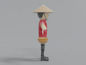 low poly cartoon chinese man 3D Model