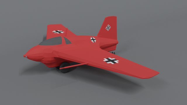 low poly cartoon messerschmitt me 163 komet airplane Model 3D .c4d .max .obj .3ds .fbx .stl .blend 