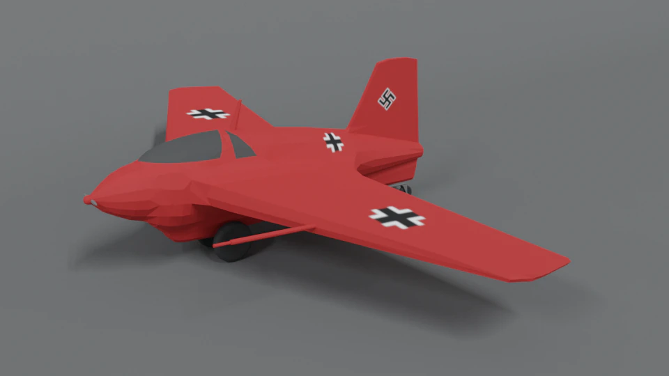 low poly cartoon messerschmitt me 163 komet airplane 3D Model .c4d .max .obj .3ds .fbx .stl .blend 