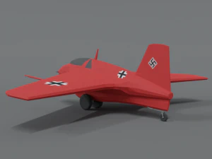 low poly cartoon messerschmitt me 163 komet airplane 3D Model
