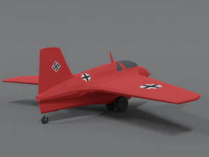 low poly cartoon messerschmitt me 163 komet airplane 3D Model