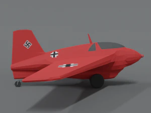low poly cartoon messerschmitt me 163 komet airplane 3D Model