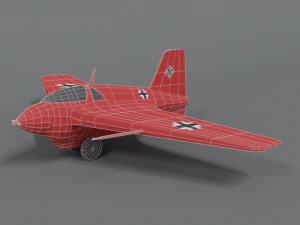 low poly cartoon messerschmitt me 163 komet airplane 3D Model