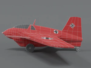 low poly cartoon messerschmitt me 163 komet airplane 3D Model