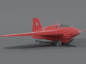 low poly cartoon messerschmitt me 163 komet airplane 3D Model