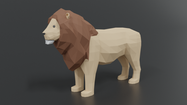 low poly cartoon male lion Model 3D .c4d .max .obj .3ds .fbx .stl .blend 