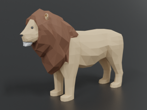 low poly cartoon male lion Modello 3D