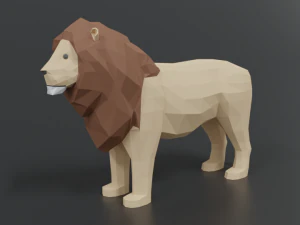 낮은 폴리 만화 남성 사자 3D 모델