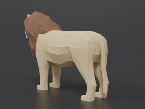 low poly cartoon male lion Model 3D