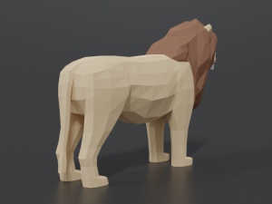 low poly cartoon male lion Model 3D