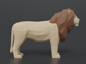 low poly cartoon male lion Model 3D