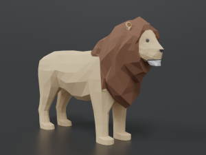 low poly cartoon male lion Model 3D