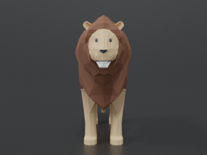 low poly cartoon male lion Model 3D