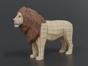 low poly cartoon male lion Model 3D