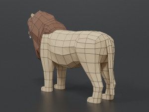 low poly cartoon male lion Model 3D