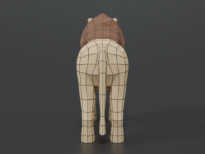 low poly cartoon male lion Model 3D