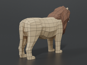 low poly cartoon male lion Model 3D
