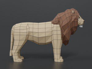 low poly cartoon male lion Model 3D