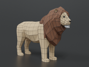 low poly cartoon male lion Model 3D