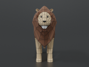 low poly cartoon male lion Model 3D
