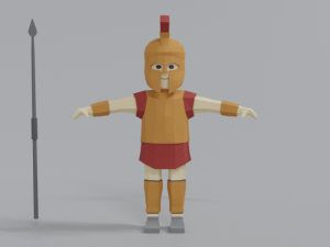 low poly cartoon ancient greek warrior Model 3D