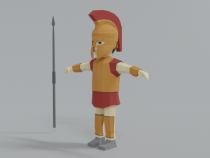 low poly cartoon ancient greek warrior 3Dモデル