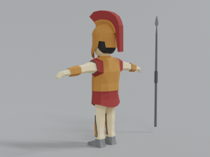 low poly cartoon ancient greek warrior 3Dモデル