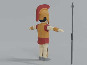 low poly cartoon ancient greek warrior 3Dモデル
