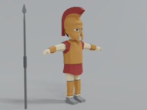 low poly cartoon ancient greek warrior 3Dモデル