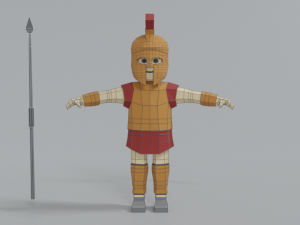 low poly cartoon ancient greek warrior 3Dモデル