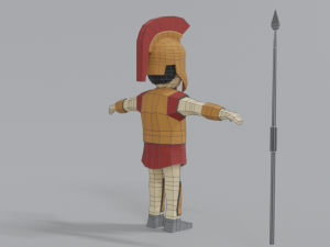 low poly cartoon ancient greek warrior 3Dモデル