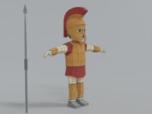 low poly cartoon ancient greek warrior 3Dモデル