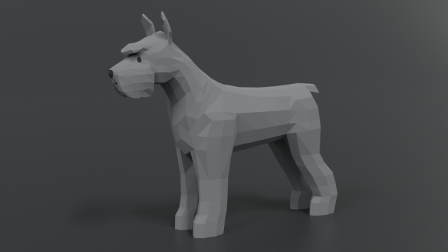 low poly cartoon standard schnauzer dog 3D 모델 .c4d .max .obj .3ds .fbx .stl .blend 