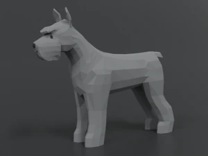 c&atilde;o schnauzer padr&atilde;o de baixo poli dos desenhos animados Modelo 3D