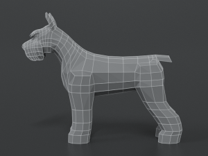 low poly cartoon standard schnauzer dog 3D 모델