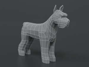 low poly cartoon standard schnauzer dog 3D 모델