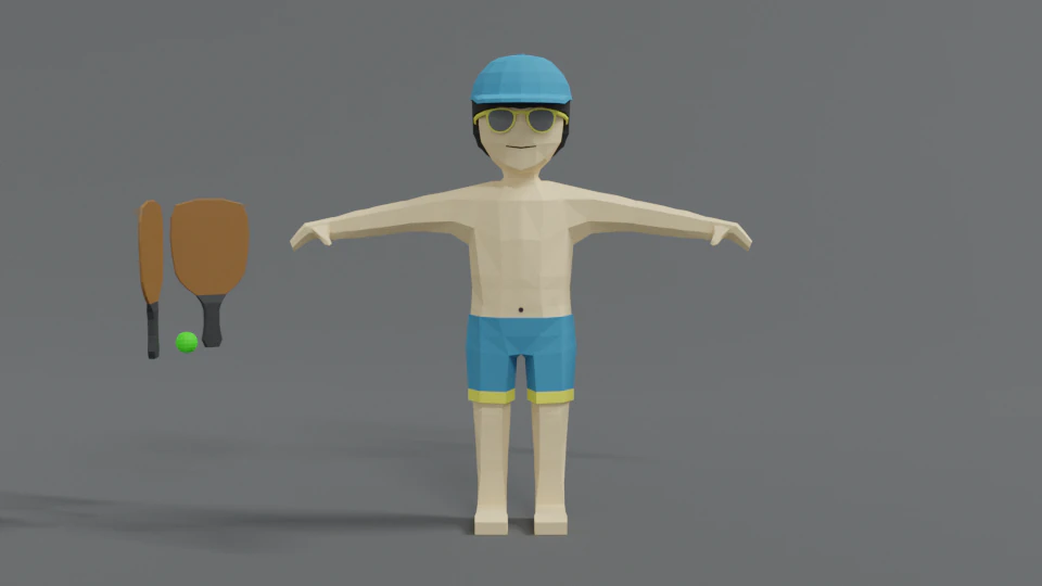 low poly cartoon summer guy 3D Model .c4d .max .obj .3ds .fbx .stl .blend