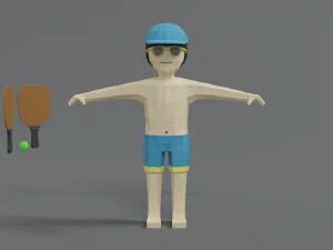 низкополигональная мультяшный летний парень 3D Модель