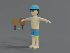 low poly cartoon summer guy 3D Model