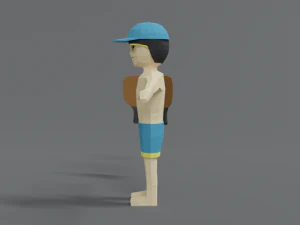 low poly cartoon summer guy 3D Model