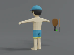 low poly cartoon summer guy 3D Model