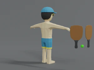 low poly cartoon summer guy 3D Model