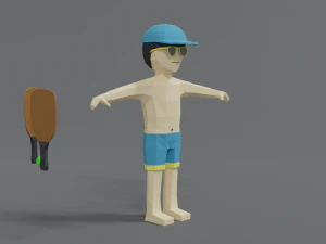 low poly cartoon summer guy 3D Model