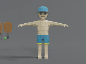 low poly cartoon summer guy 3D Model