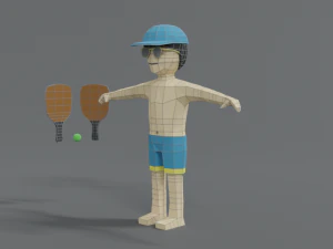 low poly cartoon summer guy 3D Model
