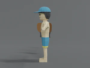 low poly cartoon summer guy 3D Model