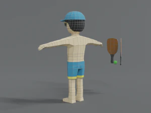 low poly cartoon summer guy 3D Model